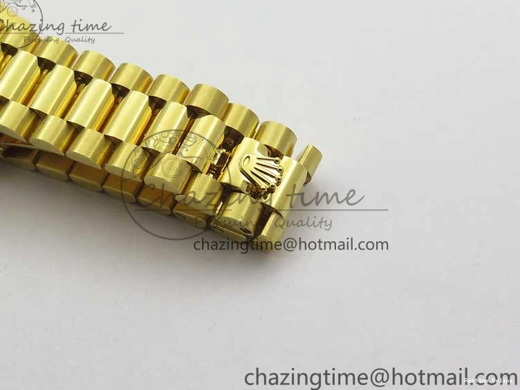 0516 Daydate 278288 31mm YG EWF Best Edition Green Malachite Dial on YG President Bracelet ETA SunProtective 2605